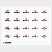 Sticker Rond Je t'aime Heart Ornithorynque (Feuille)