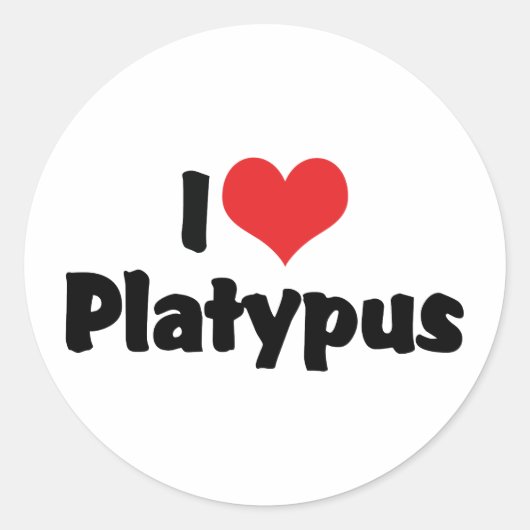 Sticker Rond Je t'aime Heart Ornithorynque (Devant)