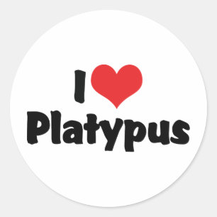 Sticker Rond Je t'aime Heart Ornithorynque