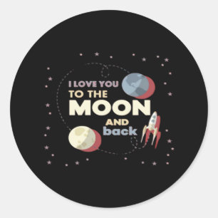 Sticker Rond Je t'aime jusqu'à la lune et retour Aestheti sincè