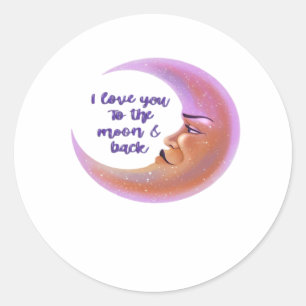 Sticker Rond Je t'aime jusqu'à la lune et retour Amour intempor