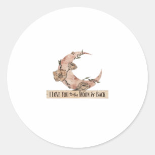 Sticker Rond Je t'aime jusqu'à la lune et retour cœur sincère p