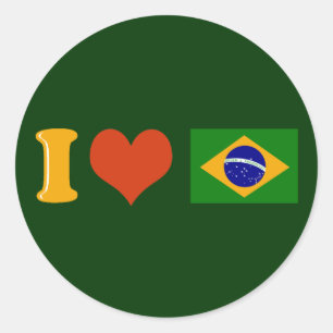 Sticker Rond Je t'aime le Brésil