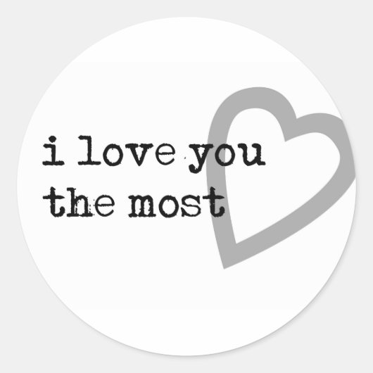 Sticker Rond je t'aime le plus coeur mignon (Devant)