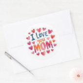 Sticker Rond Je t'aime maman (Enveloppe)