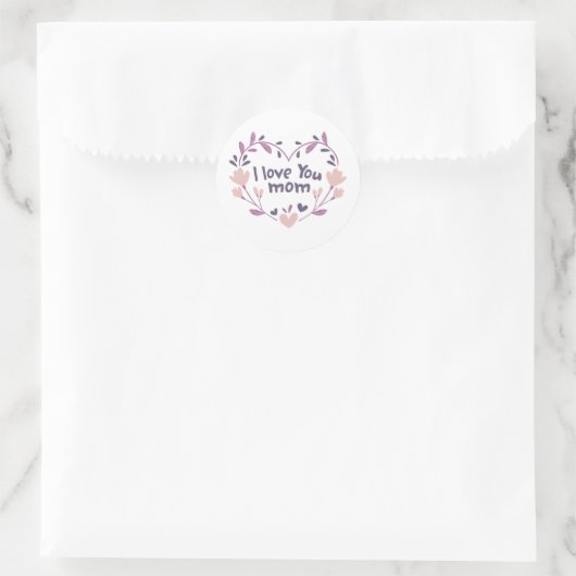 Sticker Rond Je t'aime maman (Sac)