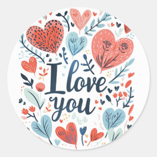 Sticker Rond Je t'aime message coloré