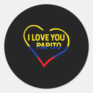 Sticker Rond Je t'aime Papito Drapeau Colombie Joyeuse Saint-Va