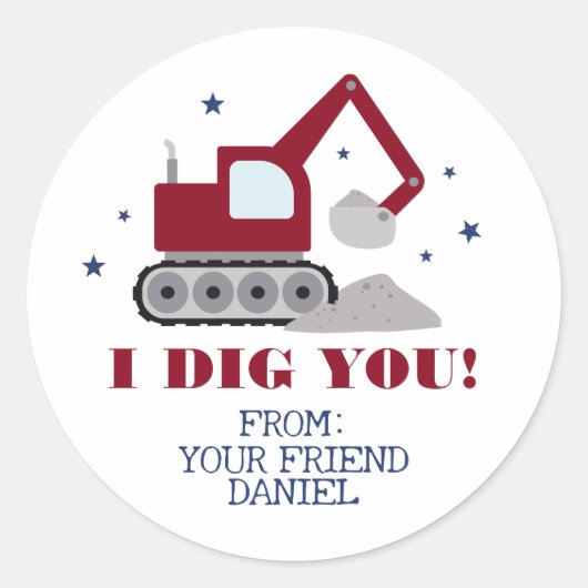 Sticker Rond Je T'aime pour la Saint-Valentin (Devant)
