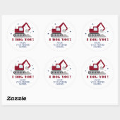 Sticker Rond Je T'aime pour la Saint-Valentin (Feuille)