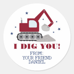 Sticker Rond Je T'aime pour la Saint-Valentin