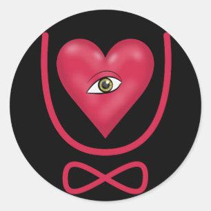 Sticker Rond Je t'aime pour toujours Oeil coeur U éternité