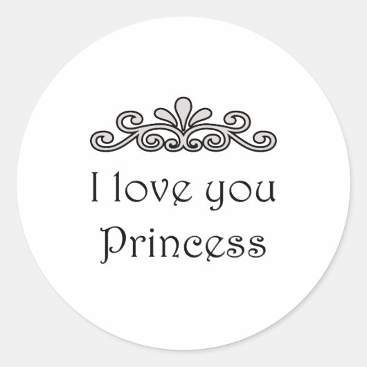 Sticker Rond Je T'Aime Princesse (Devant)