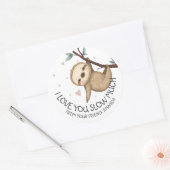 Sticker Rond Je t'aime ralentir beaucoup Sloth Valentine (Enveloppe)