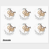 Sticker Rond Je t'aime ralentir beaucoup Sloth Valentine (Feuille)