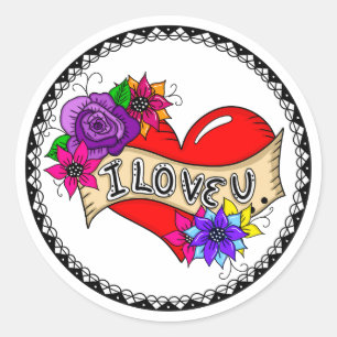 Sticker Rond Je T'Aime   Street Art Graffiti Urban Heart