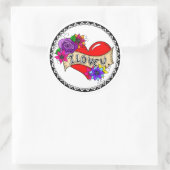 Sticker Rond Je T'Aime | Street Art Graffiti Urban Heart (Sac)