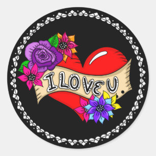 Sticker Rond Je T'Aime   Street Art Graffiti Urban Heart