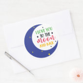 Sticker Rond je t'aime sur la lune et de retour (Enveloppe)