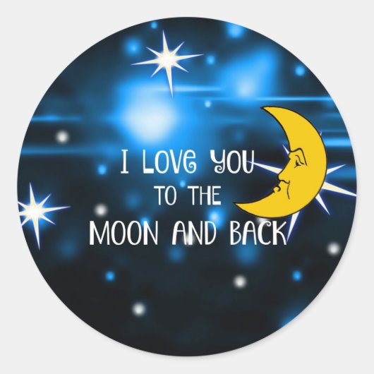 Sticker Rond Je t'aime sur la Lune et de retour (Devant)