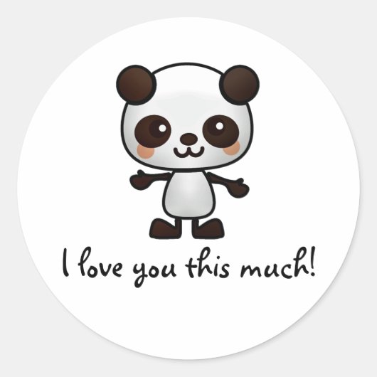 Sticker Rond Je T'Aime Tant De Panda (Devant)