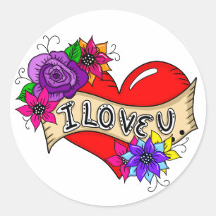 Sticker Rond Je T'Aime   Tattoo Heart Art
