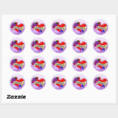 Sticker Rond Je T'Aime | Tattoo Heart Art (Feuille)