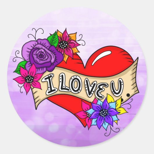 Sticker Rond Je T'Aime | Tattoo Heart Art (Devant)