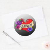 Sticker Rond Je T'Aime | Tattoo Heart Art (Enveloppe)
