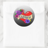 Sticker Rond Je T'Aime | Tattoo Heart Art (Sac)