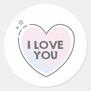 Sticker Rond Je t'aime texte dans l'icône de cadre de cœur