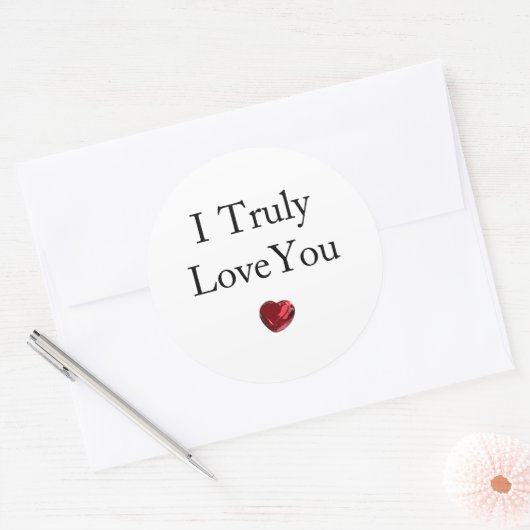 Sticker Rond Je t'aime vraiment (Enveloppe)