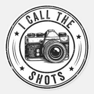 Sticker Rond Je Tire Les Ficelles Appareil Photo Drôle Photogra