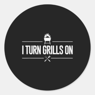 Sticker Rond Je Tourne Grillades Sur Barbecue Grillades Master