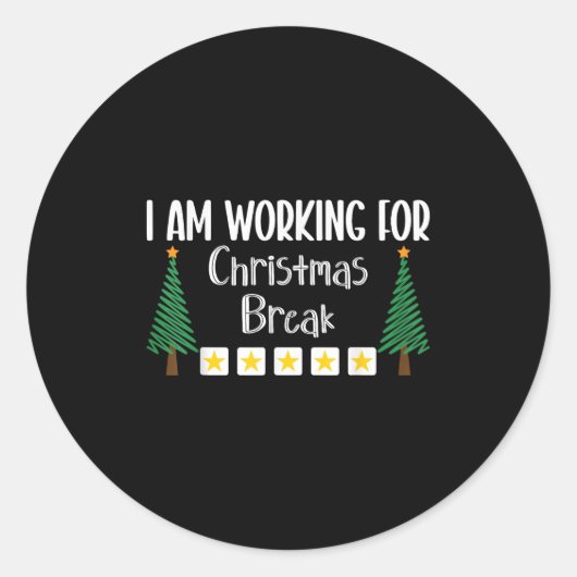 Sticker Rond Je Travaille Pour Les Pause De Noël (Devant)