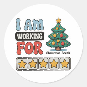 Sticker Rond Je Travaille Pour Noël Pause Vacances Hiver