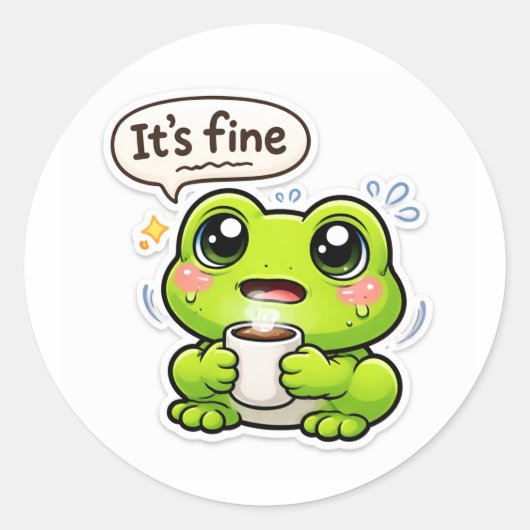 Sticker Rond Je vais bien Grenouille (Devant)