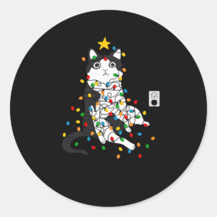 Sticker Rond Je vais bien tout va bien drôle Chat Noël Li