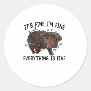 Sticker Rond Je vais bien tout va bien Moo Deng Bab