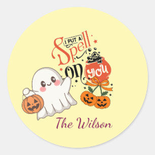 Sticker Rond Je vais épeler sur vous mignon fantôme personnalis