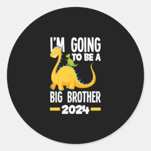 Sticker Rond Je vais être un Big Brother 2024 Dinosaur Dino