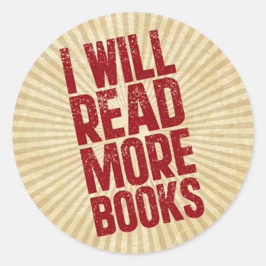 Sticker Rond Je vais lire plus de livres (Devant)
