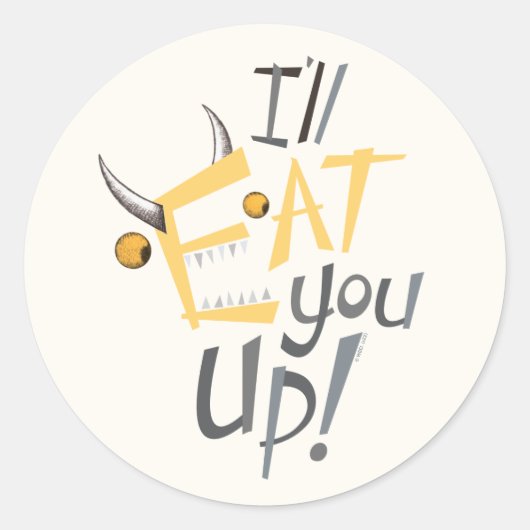 Sticker Rond Je vais vous manger Graphique (Devant)