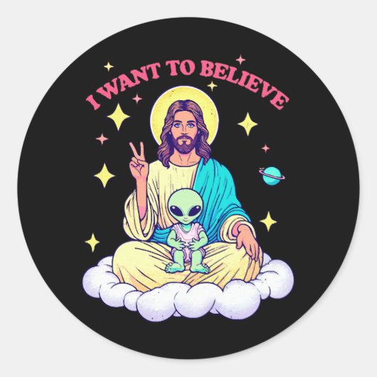 Sticker Rond Je veux croire (Devant)