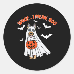Sticker Rond Je Veux Dire Boo Drôle Chien Fantôme Halloween Cit