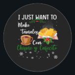 Sticker Rond Je Veux Juste Faire De Tamales Con Christmas Y Caf<br><div class="desc">Vous venez ou avez des racines et des proches au Mexique ? Déclare avec fierté d'où tu viens ! fière patrie / patrie pour lui et elle avec ce tee-shirt. Patrimoine Mexique Drapeau mexicain fierté ADN patriotique. Mexique Drapeau Design Rose mexicain Drapeau. Le drapeau national mexicain dessine un Rose. Avez-vous...</div>