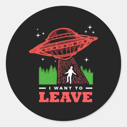 Sticker Rond Je Veux Partir (Devant)