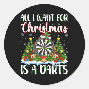 Sticker Rond Je Veux Pour Noël Est Un Feu De Noël Lumières Arbr