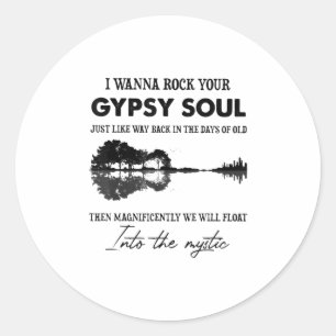 Sticker Rond Je Veux Rock Votre Soul Tsigane Hippie Guitare