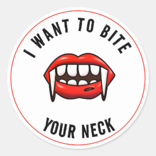 Sticker Rond Je veux vous mordre le cou